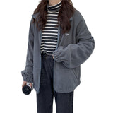 outfit ideas for school Fleece-lined Thickened Sweater Women's Autumn and Winter Loose Lazy Style Long Sleeve Polar Fleece Zipper Cardigan Coat