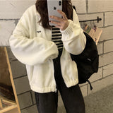 outfit ideas for school Fleece-lined Thickened Sweater Women's Autumn and Winter Loose Lazy Style Long Sleeve Polar Fleece Zipper Cardigan Coat