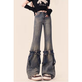 y2k outfits All-Match Casual Straight Denim Pants Spring and Autumn Girls 2024 New American Retro Distressed Frayed Wide-Leg Pants