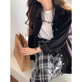 fall outfits women aesthetic Corduroy Shirt for Women  Loose BF Lazy Style Shirt Coat Autumn American Retro Long Sleeve Top