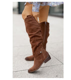 barn jacket outfits Autumn and Winter New Low Heel Side Zipper  Suede High-Top Women's Boots Boots