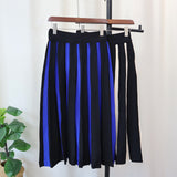  fashion urban Niche Color Matching Knitted Skirt 2024 Autumn and Winter High Waist Pleated Skirt A- line Wool Umbrella Skirt for Women