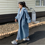 fall outfits women Autumn and Winter Large Lapel Lambswool Warm Coat Suit Collar Lambswool Long Trench Coat