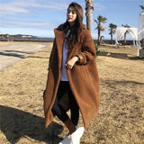 fall outfits women Autumn and Winter Large Lapel Lambswool Warm Coat Suit Collar Lambswool Long Trench Coat