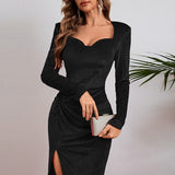 mcbling dress to impress Autumn 2024 Socialite Elegant Long Sleeve Velvet Split Dress Dress Women