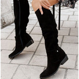 barn jacket outfits Autumn and Winter New Low Heel Side Zipper  Suede High-Top Women's Boots Boots