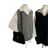 fall winery outfits Chic Simple V-neck Versatile Slimming Mid-Length Loose Pullover Stacked Knitted Vest for Women