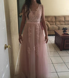 Cinessd - Pearl Pink Long Prom Dresses