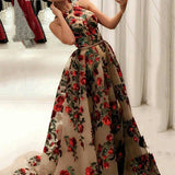 Cinessd - Prom Dresses for Women Sequin Flower Printed Dress