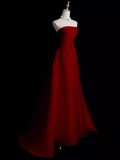 Cinessd-Cyber Monday Christmas party outfits Sexy A Line Strapless Sleeveless Burgundy Long Prom Dress B388
