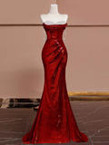 Cinessd-Cyber Monday Christmas party outfits Sexy Mermaid Burgundy Sequin Long Prom Dress B361