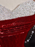 Cinessd-Cyber Monday Christmas party outfits Sexy Mermaid Burgundy Sequin Long Prom Dress B361