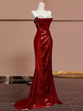 Cinessd-Cyber Monday Christmas party outfits Sexy Mermaid Burgundy Sequin Long Prom Dress B361