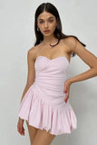 Cinessd Strapless Sleeveless High Waisted A-Line Mini Dress