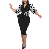 Cinessd Christmas Gift Elegant Office Dresses for Women Professional 2024 New V Neck Half Sleeve Package Hips Mid Calf Formal Female Business Work Robe