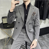 Cinessd Men's Classic Double-breasted Suit Suit (suit+pants) 7XL-S Men's Luxury Fashion Wedding Banquet Social Suit Business Suit 2 Sets