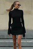 Cinessd Patchwork Long Sleeve Mini Dress