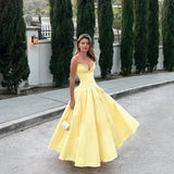 Cinessd Mingmingxi Summer Strapless Bodycon Dresses Women 2024 New Arrivals Elegant Formal Occasion Dress Yellow Guest Party Dresses