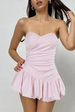 Cinessd Strapless Sleeveless High Waisted A-Line Mini Dress