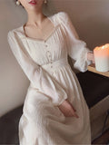 Cinessd 2024 Summer New Women Fashion Elegant White Midi Dresses Vintage Princess Female Party A Line Clothes Prom Robe Vestdios