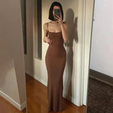 Cinessd  glam dresses   Satin Slip Sleeveless Backless Maxi Dress Women Y2K Summer Bodycon Elegant Outfits Ladies Birthday Party Club Sundress