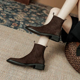 Cinessd 2024 New Autumn Women Boots Brown Chelsea Boots Genuine Leather Women Shoes Winter Retro Ankle Boots Leather Ladies Shoes