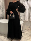 Cinessd Women Dress 2024 New Spring Summer Fashion Elegant Solid Color Flared Sleeves Pleated Waist Party Evening Maxi Dresses