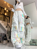 Cinessd Women's White Cargo Pants Vintage Y2k Harajuku Aesthetic Streetwear Pants High Waist Trousers Japanese 2000s Style Clothes 2024