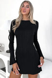 Cinessd Backless Long Sleeve Lace-Up Mini Dress