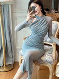 Cinessd Christmas Shiny Evening Long Dresses For Women Ladies Mujer See Through Sexy Bodycon Dress Robe Vestidos Fiesta Stretchy Clothes