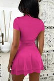 Cinessd Elegant Slim Fit Short Sleeve Mini Dress