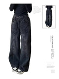 Cinessd Women Black Gothic Baggy Jeans Harajuku Aesthetic Emo Denim Trousers Y2k Vintage Japanese 2000s Style Jean Pants Trashy Clothes