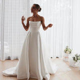 Cinessd High Quality Pleat Satin A LIine Princess Wedding Dresses Side Slit Split Wedding Gown vestido de noiva 2024