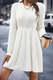 Cinessd Pleated Long Sleeve Mini Dress with High Waist