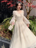 Cinessd New Spring Summer Women Elegant Casual Midi Party Dresses Vintage A-Line Solid Chic Prom Wedding Vestidos Female Clothes Robe