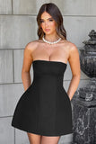 Cinessd Strapless High Waist Mini Dress