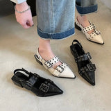 Cinessd Pointy Mary Jane Shoes for Women 2023 Summer Model with Skirt Small Leather Shoes Retro Chunky Single Shoes for Women