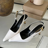 Cinessd Eilyken Street Style Sexy Pointed Toe Metal Buckle Strap Women Pumps Stripper Sandals  Slingback High Heels Female Shoes