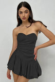 Cinessd Strapless Sleeveless High Waisted A-Line Mini Dress