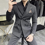 Cinessd Men's Classic Double-breasted Suit Suit (suit+pants) 7XL-S Men's Luxury Fashion Wedding Banquet Social Suit Business Suit 2 Sets