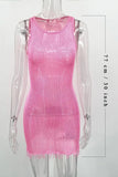 Cinessd Sleeveless Mini Dress with See-Through Straps