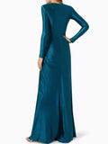 Cinessd Elegant Bridesmaid Dress Women 2024 New Solid Color Long Sleeves Deep V-Neck Tied Waist Pleated Party Evening Dresses