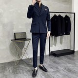 Cinessd Men's Classic Double-breasted Suit Suit (suit+pants) 7XL-S Men's Luxury Fashion Wedding Banquet Social Suit Business Suit 2 Sets