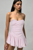 Cinessd Strapless Sleeveless High Waisted A-Line Mini Dress