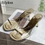 Cinessd Eilyken Summer Fashion Butterfly-knot Satin Women Slipper Slip On Ladies Sandal Thin High Heel Outdoor Dress Slides Shoes