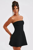 Cinessd Strapless High Waist Mini Dress