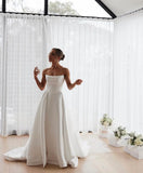 Cinessd High Quality Pleat Satin A LIine Princess Wedding Dresses Side Slit Split Wedding Gown vestido de noiva 2024