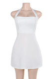 Cinessd Strappy Backless Sleeveless Mini Dress with High Waist