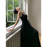 Summer Dresses for Women Elegant Solid Color Simple Spaghetti Strap Dress Female Sleeveless Backless Party Maxi Dress