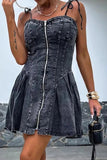 Cinessd Sleeveless Zipper Slim Fit Mini Dress